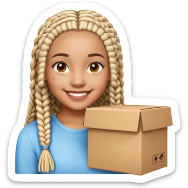 Light skin girl with box braids sticker
