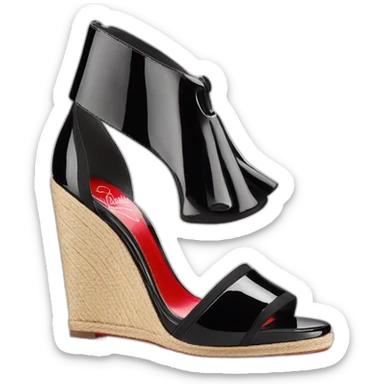 Platform wedges black patent louboutin sandal sticker