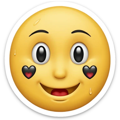 Smiley qui sourit avec des cœur noir et des larmes  sticker