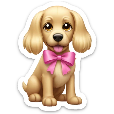 blonde dog with pink bow sticker