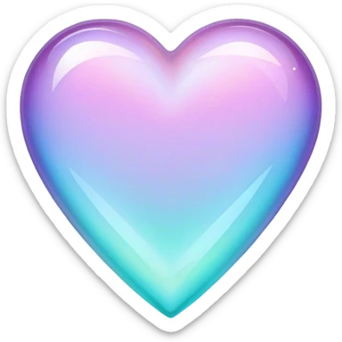 pastel lilac and cyan gradient iridescent crystal heart sticker