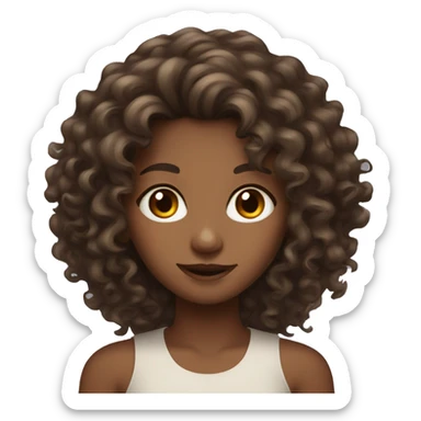 long curly hair girl with brown eyes and freckles  sticker