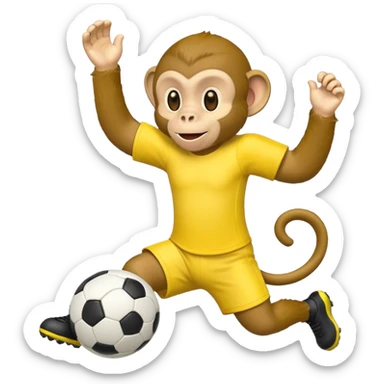 Quiero hacer a un mono jugando futbol y un plátano en la mano sticker