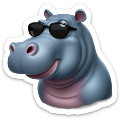 Confused hippopotamus wearing sunglasses sticker