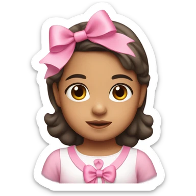 Hispanic toddler girl with pink bow  sticker