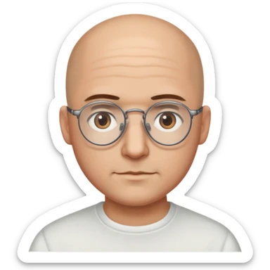 papà calvo occhi marroni e occhiali con doppio ponte sticker