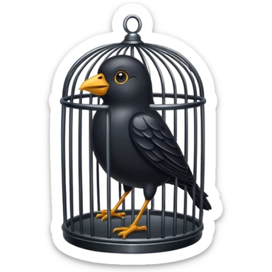black bird in cage sticker