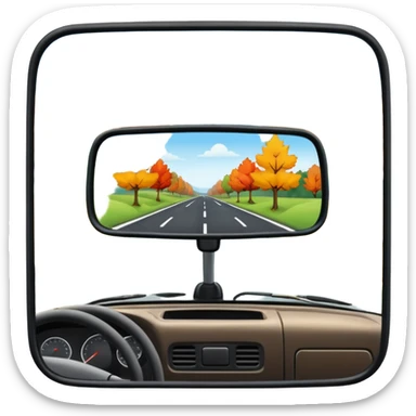 Fall scenery in the rearview mirror of a truck sticker