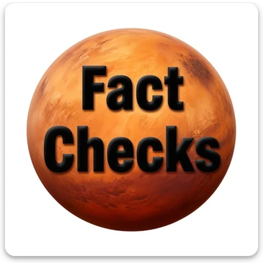 a red burning planet with "Fact Checks" written in black letters on it, just the planet, no background sticker
