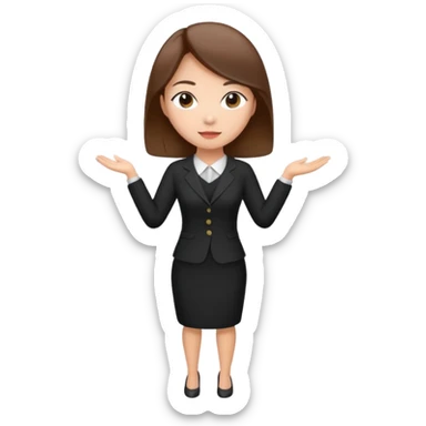 asian young woman brown-haired teacher in black daily dress  sticker