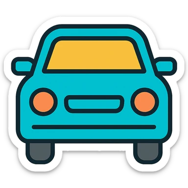 car, color outline icon style, clear lines, simple and modern, minimal details sticker