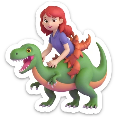 red-haired girl with a dinosaur tail and paws sticker