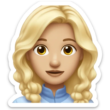 Blonde girl with hazel eyes doing skincare sticker