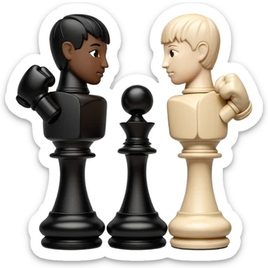 Chess pieces boxing, holding guard and jabbing sticker