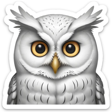 white olw half body, 45 degree rotate head, questionning sticker