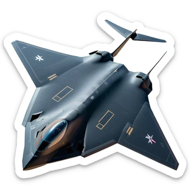 B-2 Spirit bomber - Northrop B-2 (Model Year: 2021) (Iconic colour: Stealth black) - A sleek, stealth bomber with smooth, angular contours and a matte jet-black finish. Emphasize a futuristic, minimalist design with a seamless fuselage, low-profile wings, and an overall intimidating stealth aesthetic. sticker