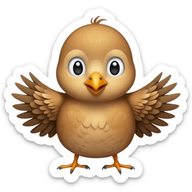 make an emoji of a bird wanting a hug, make the art colors human like and imperfect and the layout also imperfect a little human like sticker