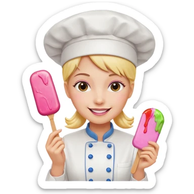 Female Chef holding popsicle happily sticker