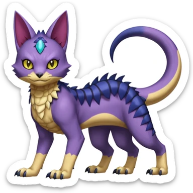 white belly, scaley scaly batty feline-like quadrupedal digitigrade furry feral Bastet-Noibat-Gatomon-Garchomp-Digimon-Fakémon-Pokémon-creature (full body) sticker