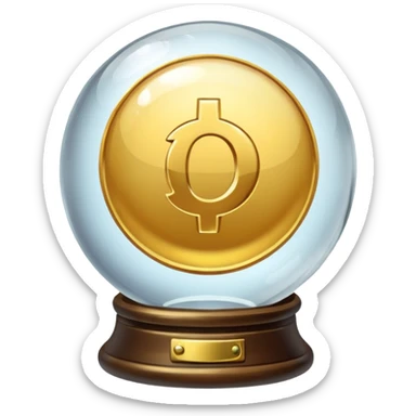 crystal ball with a coin next to it sticker