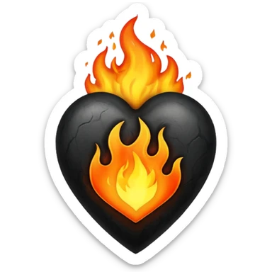 Black heart on fire sticker