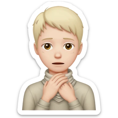 distressed person with hands around neck sticker