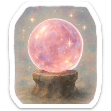 pink crystal orb, dreamy lighting, mystical and magical sticker