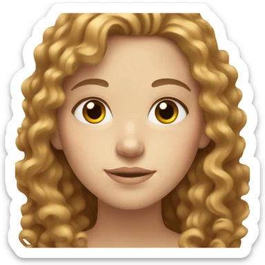 white girl with light brown curly hair and brown eyes  sticker