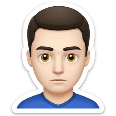 an evil man with an unibrow with a football shirt  sticker