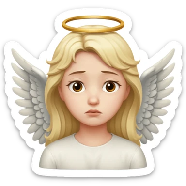 Make an angel 😇 emoji that is a bit sad like bored sticker