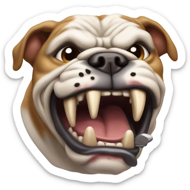 mean, snarling bulldog on the attack sticker