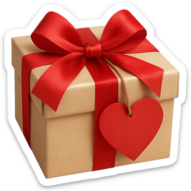 gift box with a heart tag sticker