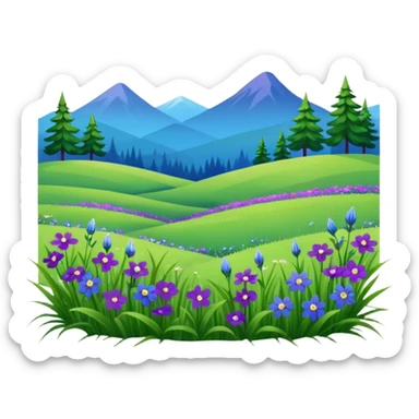 meadow emoji with dark rich colors, daytime sticker