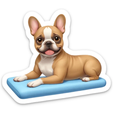 french buldog getting massage sticker