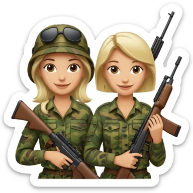 Brunette and blonde female hunting friends sticker