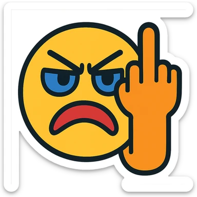 angry face with middle finger sticker