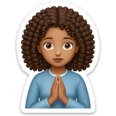 brown girl praying curls sticker