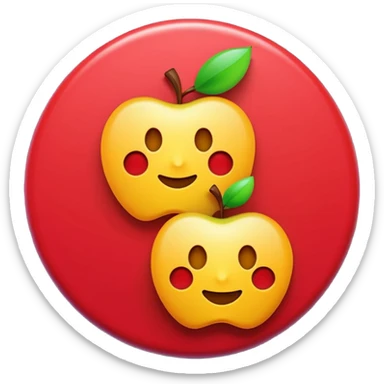 Two simple solid circles in Apple Emoji style, minimalist design, vibrant colors, no details, high contrast, clean edges, 3D glossy effect sticker