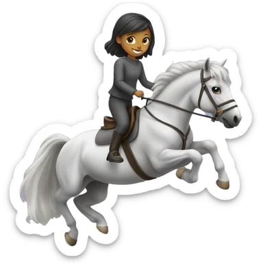 Girl with grey pony jumping sticker