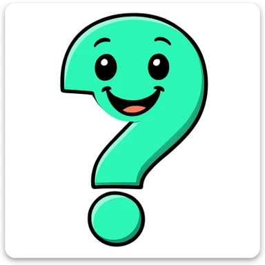 Add a smiling face to the funny question mark in the same style as the original image. sticker