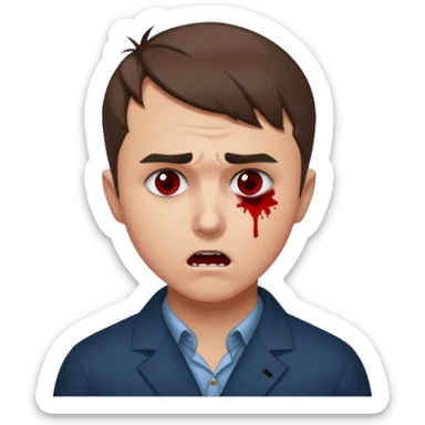 Charlie kirk with bullet hole on neck and scared expression  sticker