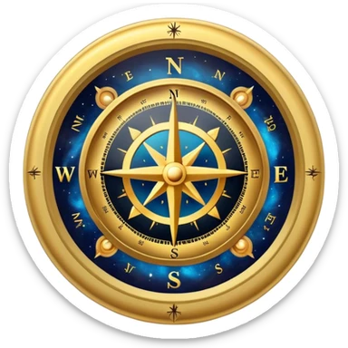 gold compass with universe in centre sticker