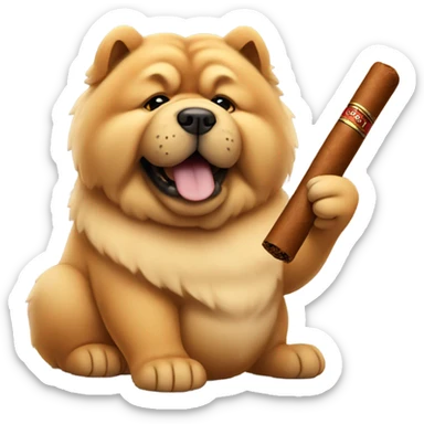 chow chow dog holding cigar with paw  sticker