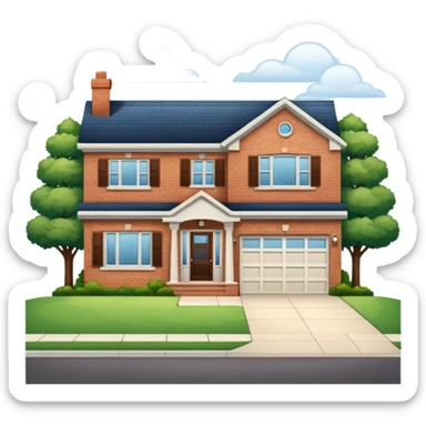 house with a visible driveway, clear and recognizable sticker