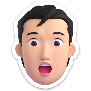 Asian man with a semi-open mouth, neutral expression sticker