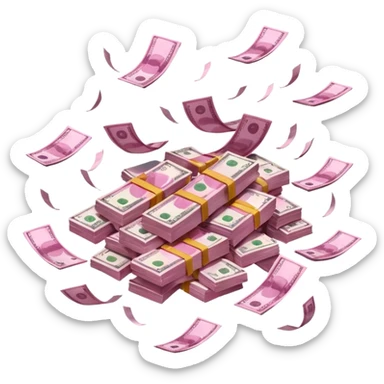 pink money flying  sticker
