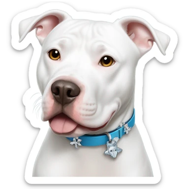 White pitbull with collar that says Ice sticker