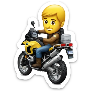 man driving a yellow bmw f750gs sticker