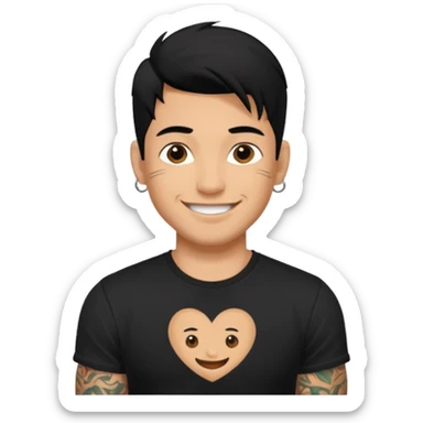 A man in tattoos handsome with flirty smile till legs black hair sticker