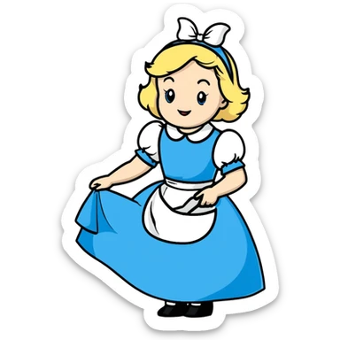 Disney's animated Alice in Wonderland performing a curtsey in her blue dress with white apron sticker